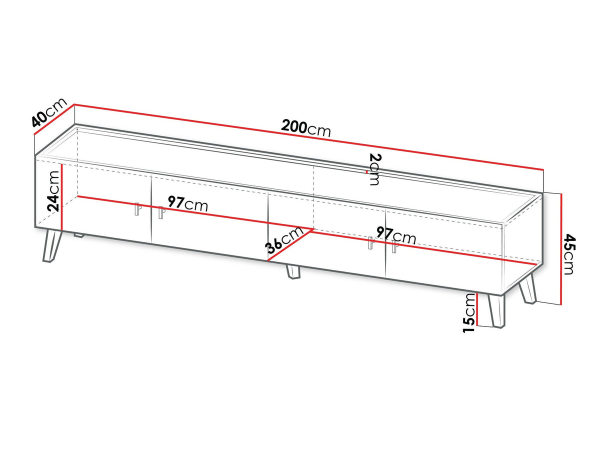 TV-állvány Szafka RTV VURKIZO 200 4D Dąb Cremona 5903211412356
