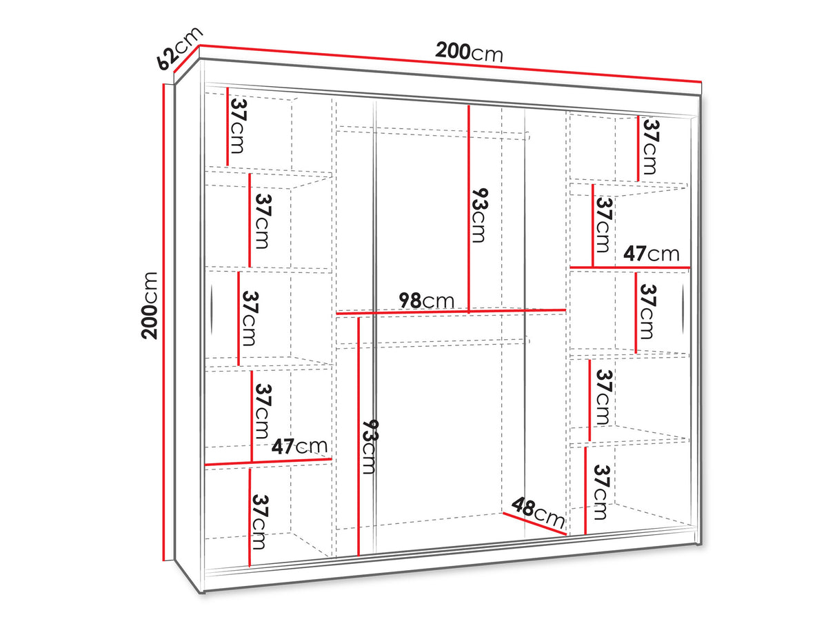 Gardróbszekrény Szafa 200 SELFIE, Szín: Kasmír, Fiókok: Nem
