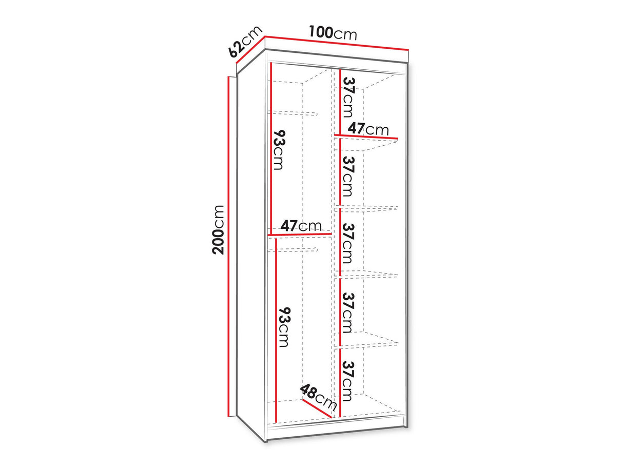 Gardróbszekrény WIKA 100, Szín: Artisan tölgy, Fiókok: Nem