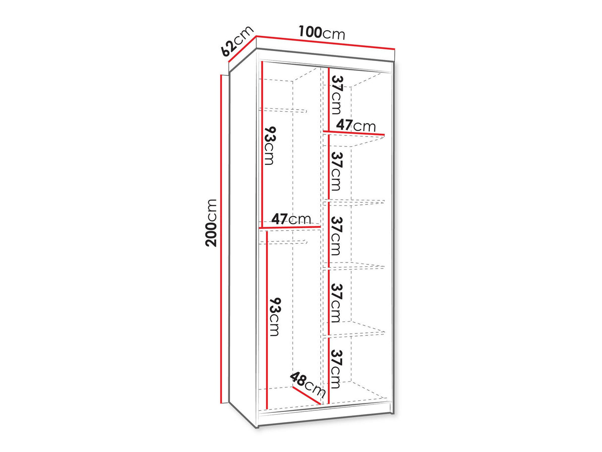Gardróbszekrény WIKA 100, Szín: Fehér, Fiókok: Nem