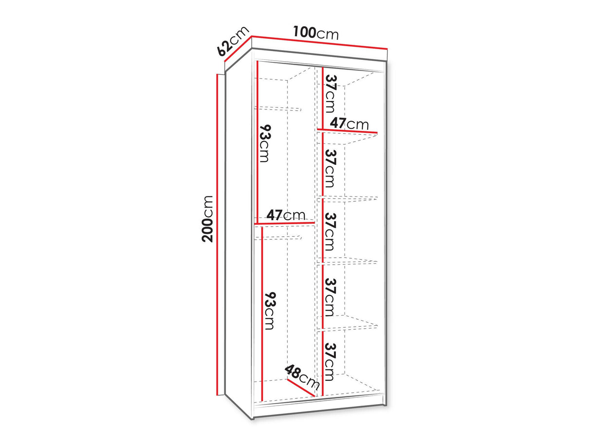 Gardróbszekrény WIKA 100, Szín: Fekete, Fiókok: Nem