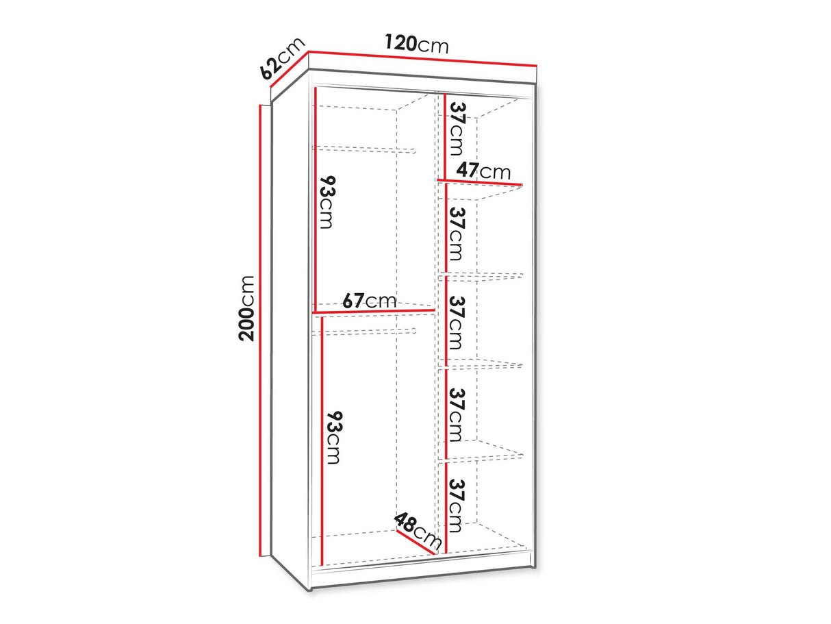Gardróbszekrény WIKA 120, Szín: Artisan tölgy, Fiókok: Nem