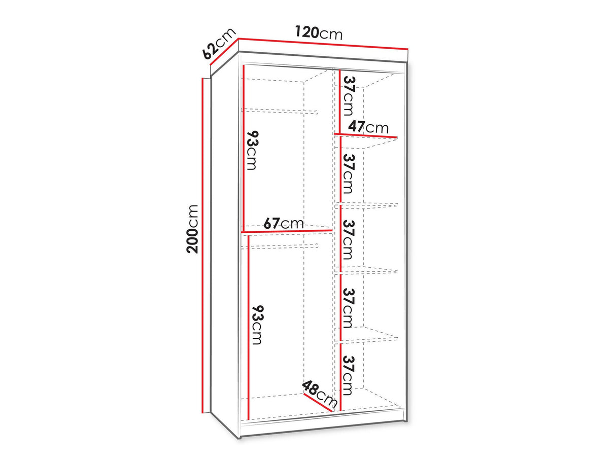 Gardróbszekrény WIKA 120, Szín: Fehér, Fiókok: Nem