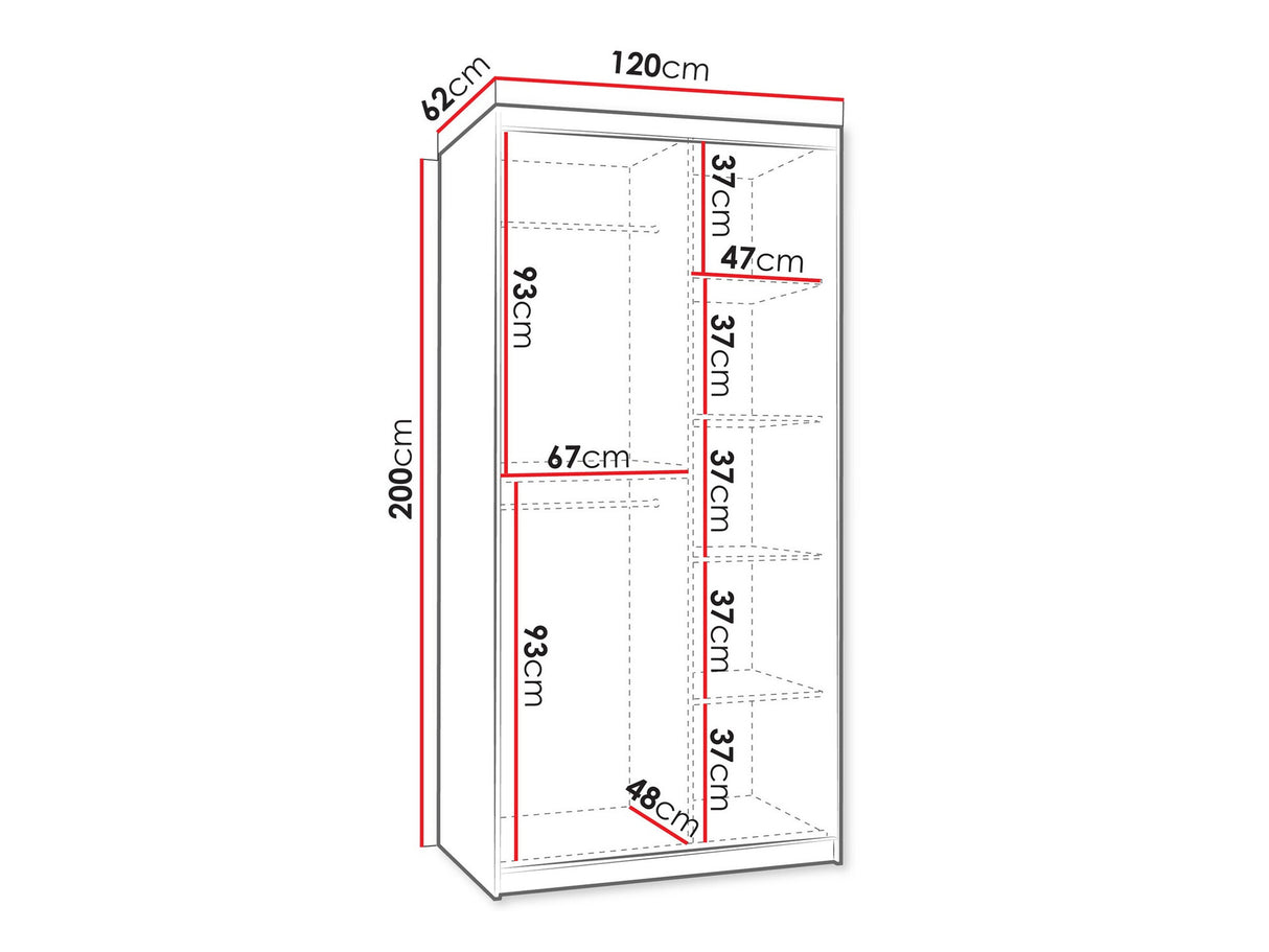 Gardróbszekrény WIKA 120, Szín: Fekete, Fiókok: Nem
