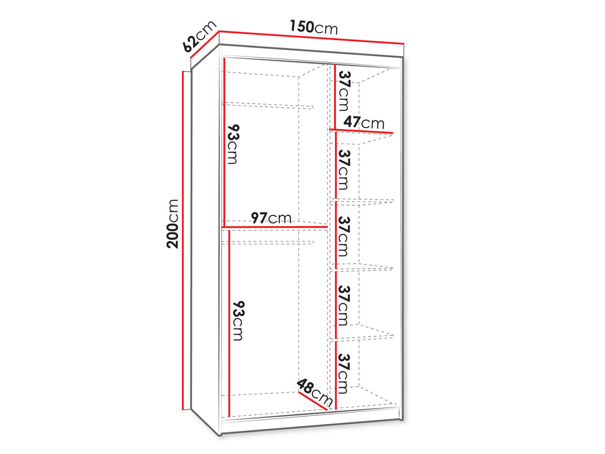 Gardróbszekrény Szafa 150 SELFIE, Szín: Fehér, Fiókok: Nem