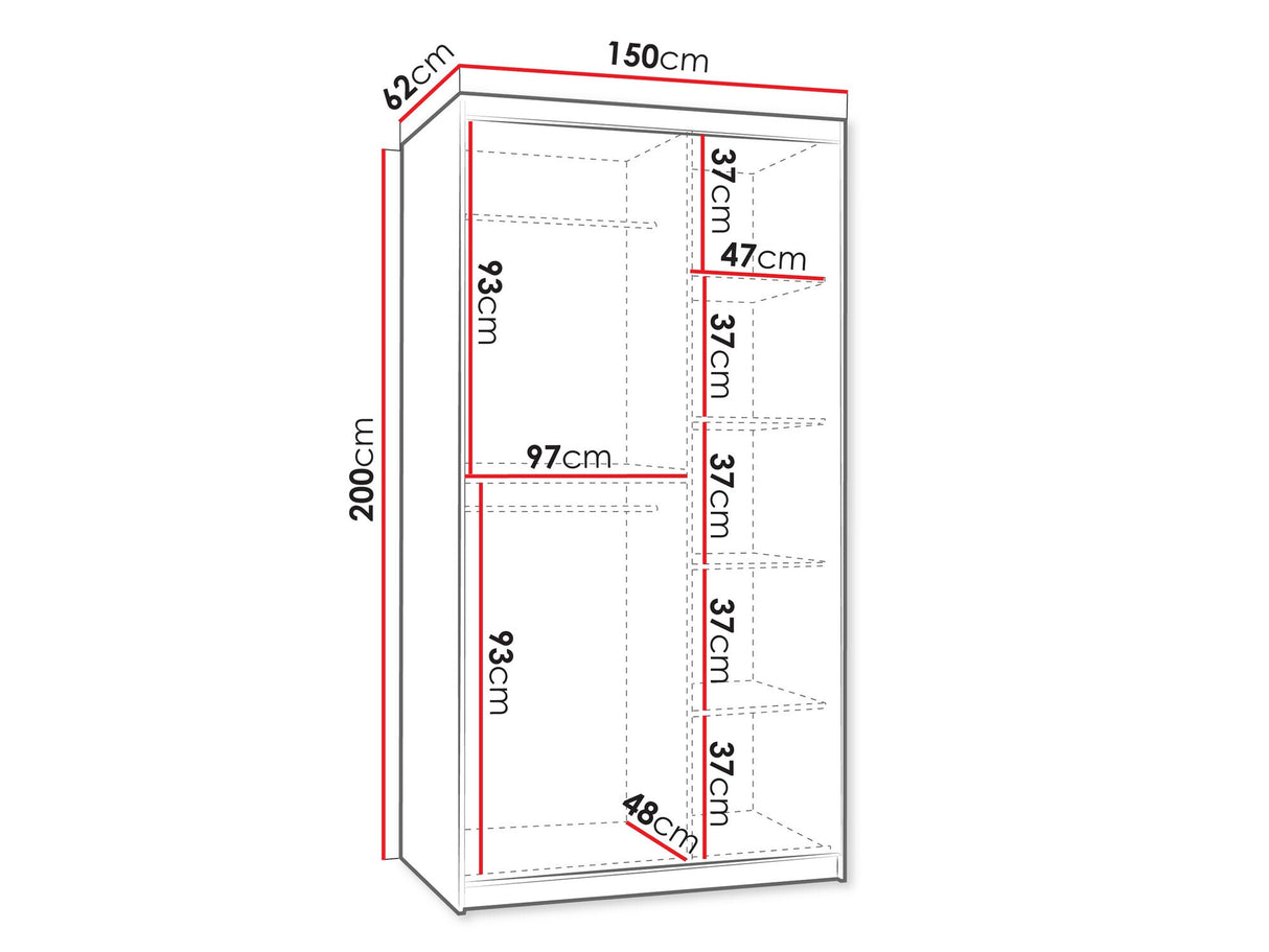 Gardróbszekrény Szafa 150 SELFIE, Szín: Artisan tölgy, Fiókok: Nem