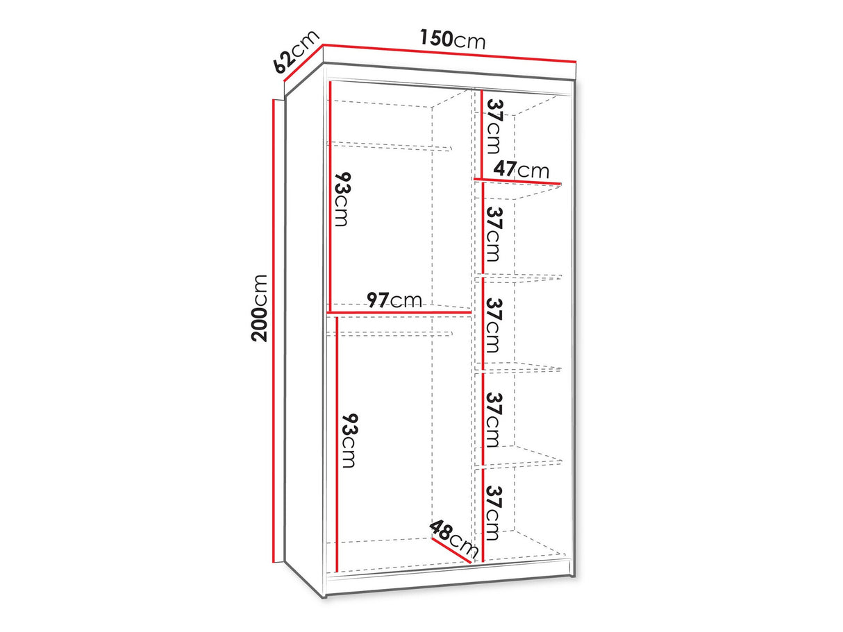 Gardróbszekrény WIKA 150, Szín: Fehér, Fiókok: Nem