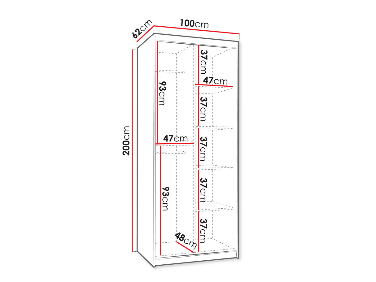 Gardróbszekrény Szafa 100 SELFIE, Szín: Fehér, Fiókok: Nem