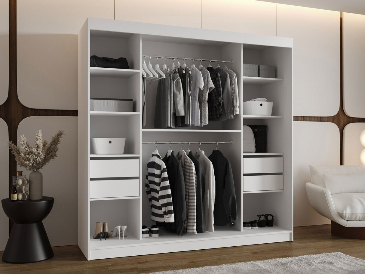 Gardróbszekrény WIKA 200, Szín: Fehér, Fiókok: Igen