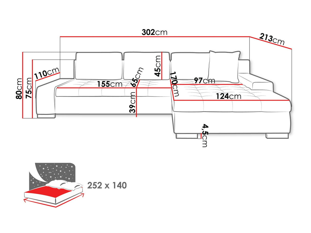 Sarokkanapé Orkan (Herkules), Szín: Coral 45