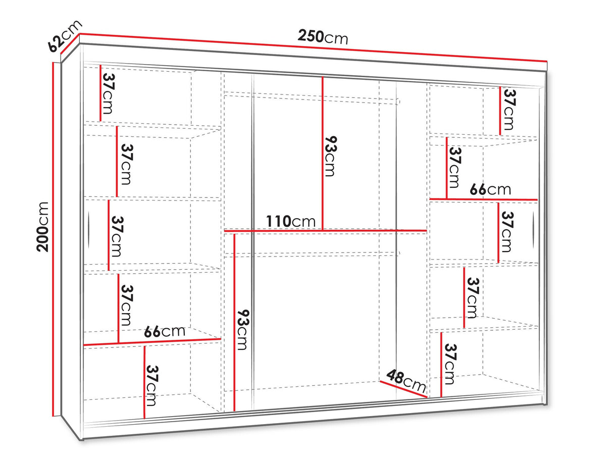 Gardróbszekrény WIKA 250, Szín: Kasmír, Fiókok: Nem