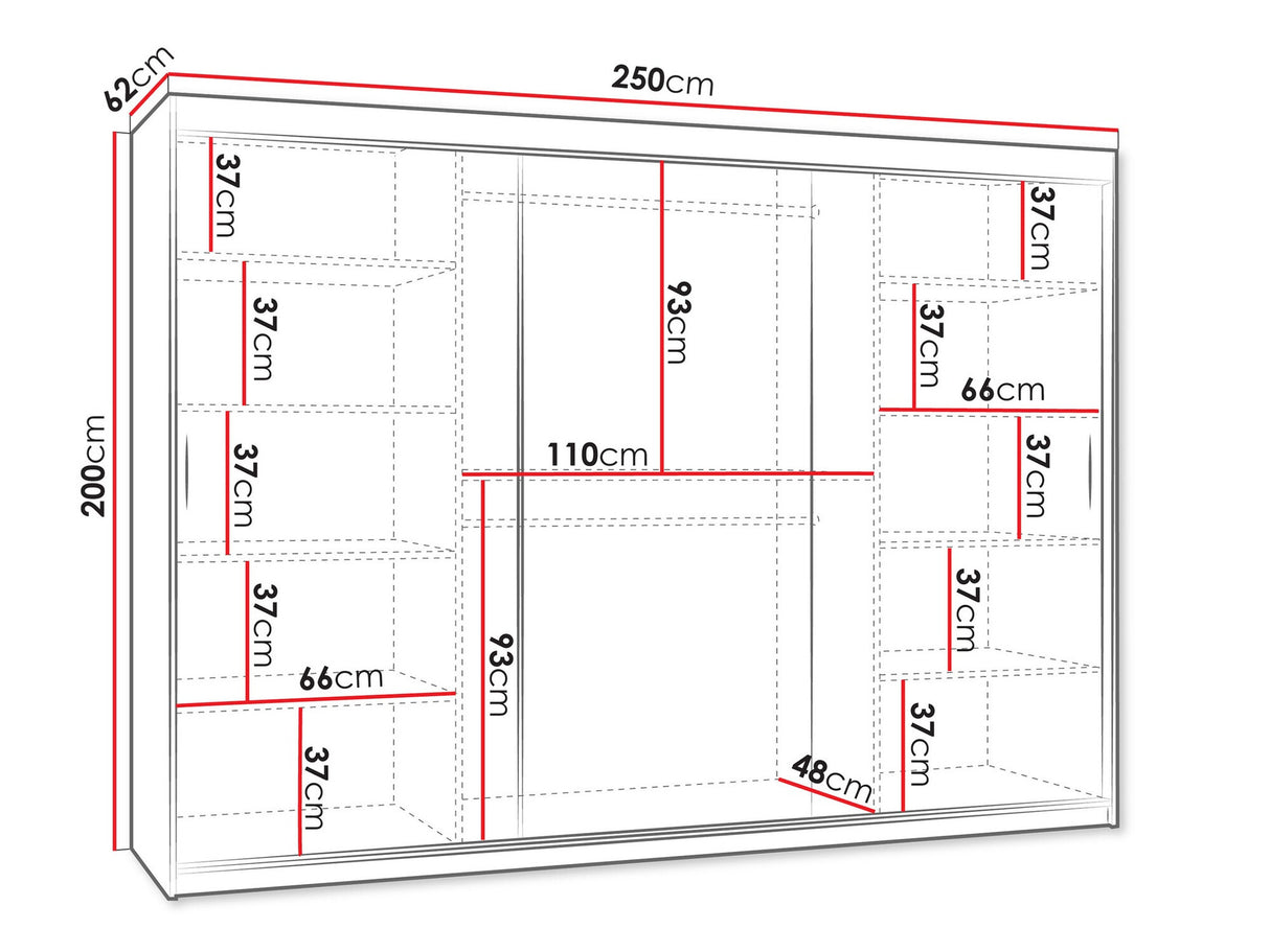 Gardróbszekrény WIKA 250, Szín: Fehér, Fiókok: Nem