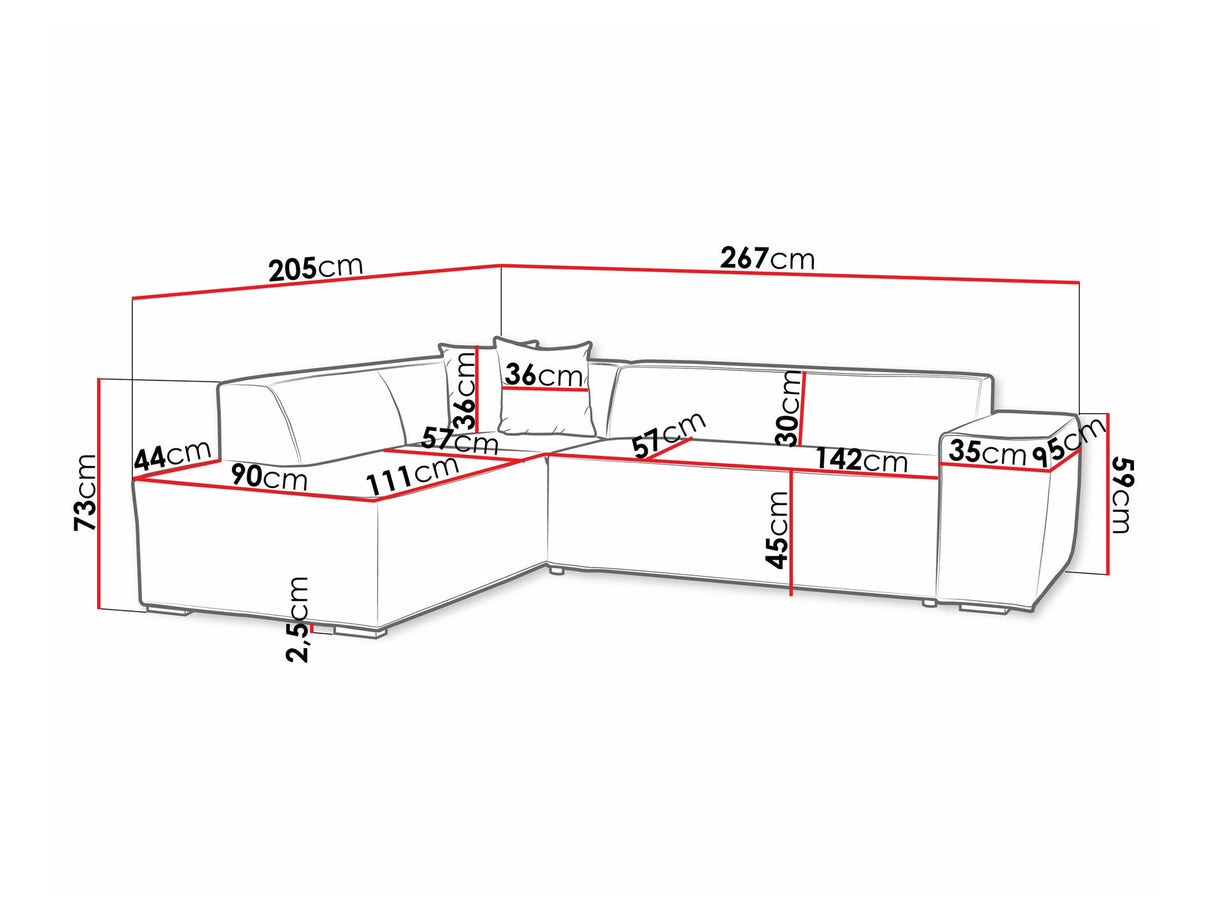 Sarokkanapé Lordin (Ardisia), Szín: Coral 45, Változatok: Jobbos