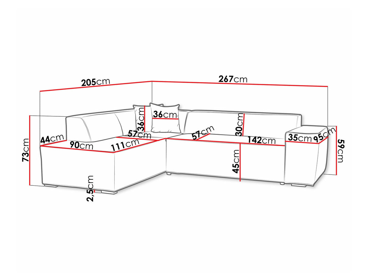 Sarokkanapé Lordin (Ardisia), Szín: Coral 75, Változatok: Jobbos