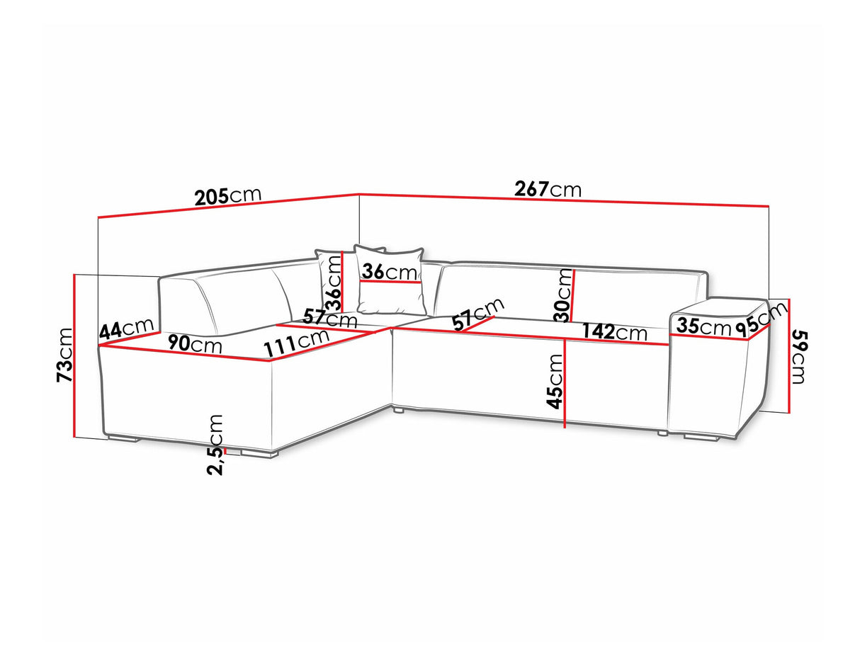 Sarokkanapé Lordin (Ardisia), Szín: Coral 65, Változatok: Balos