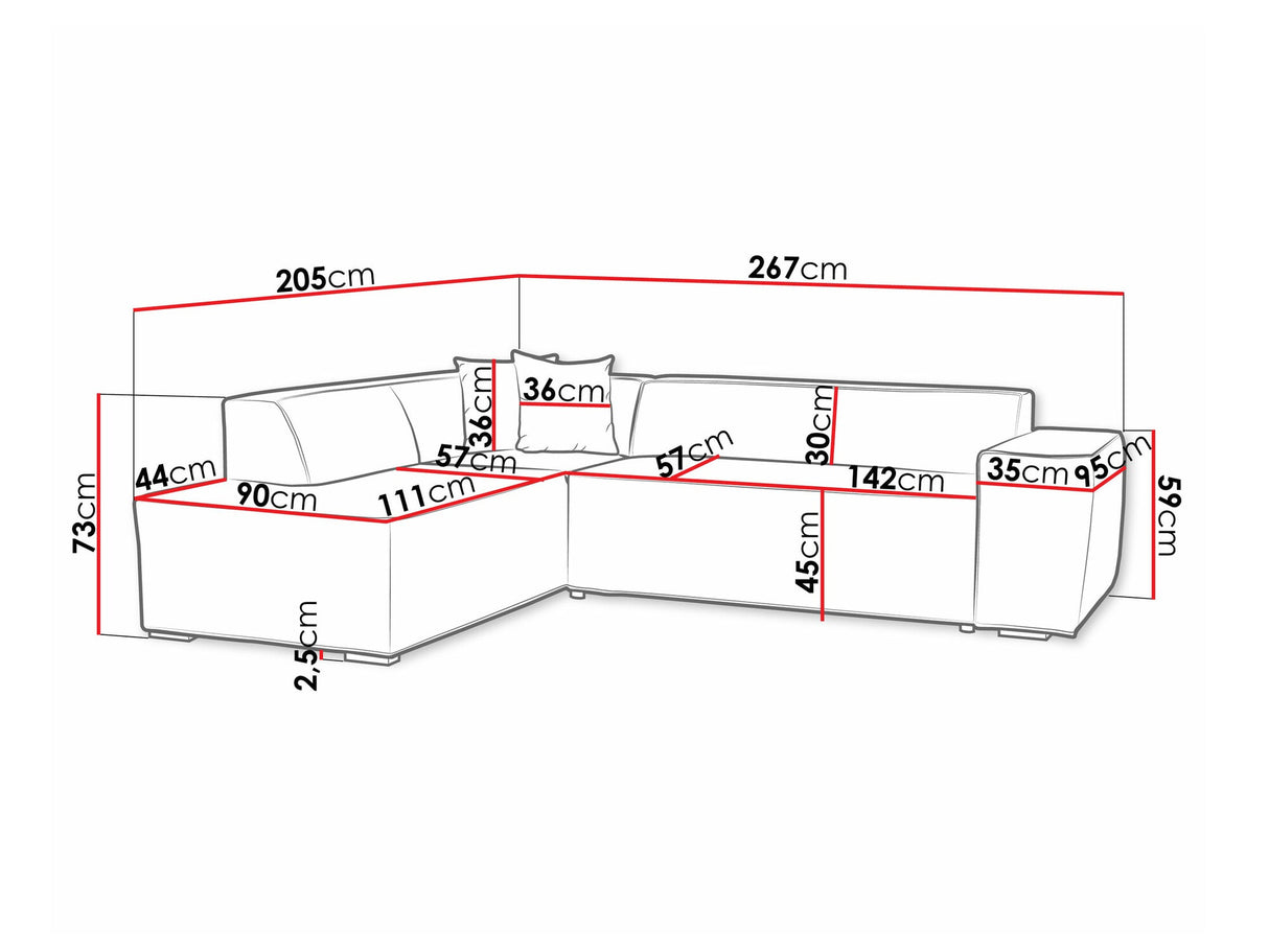 Sarokkanapé Lordin (Ardisia), Szín: Coral 65, Változatok: Jobbos