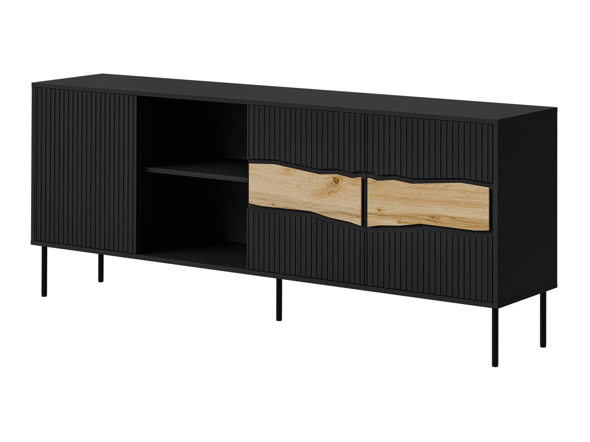 Szekrény Komoda INSERTO 190 3D1W (Fekete + Wotan tölgy)
