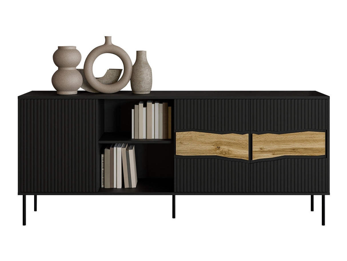 Szekrény Komoda INSERTO 190 3D1W (Fekete + Wotan tölgy)