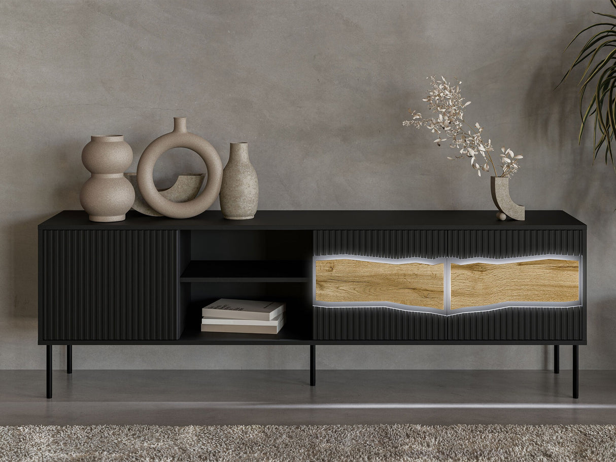 TV-állvány RTV INSERTO 190 3D1W (Fekete + Wotan tölgy)