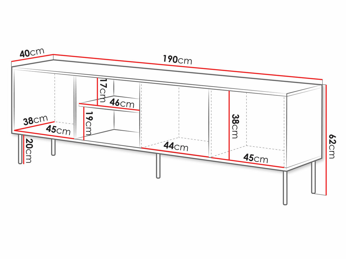 TV-állvány RTV INSERTO 190 3D1W (Fekete + Wotan tölgy)