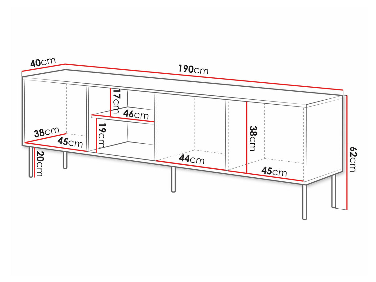 TV-állvány RTV INSERTO 190 3D1W (Wotan tölgy + Kasmír)