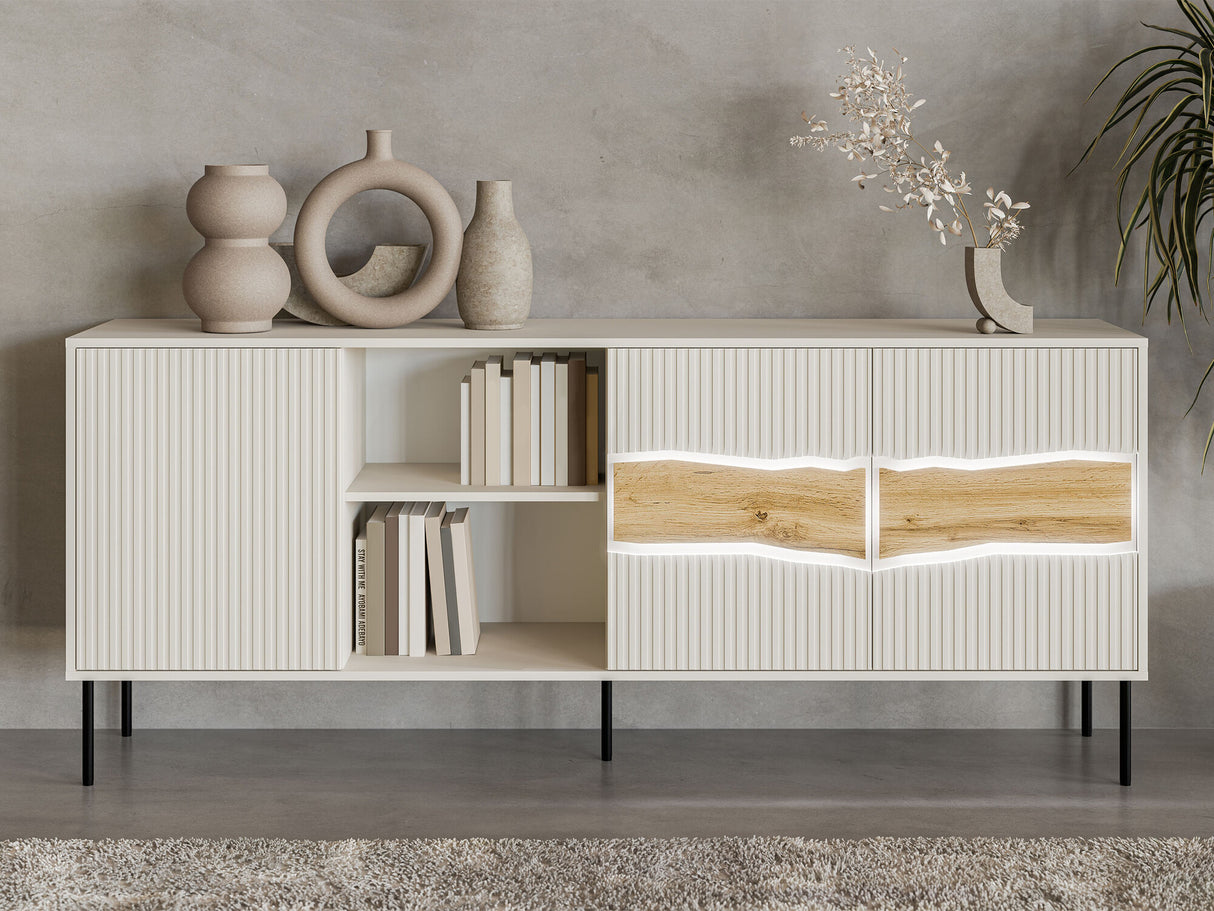 Szekrény Komoda INSERTO 190 3D1W (Wotan tölgy + Kasmír)