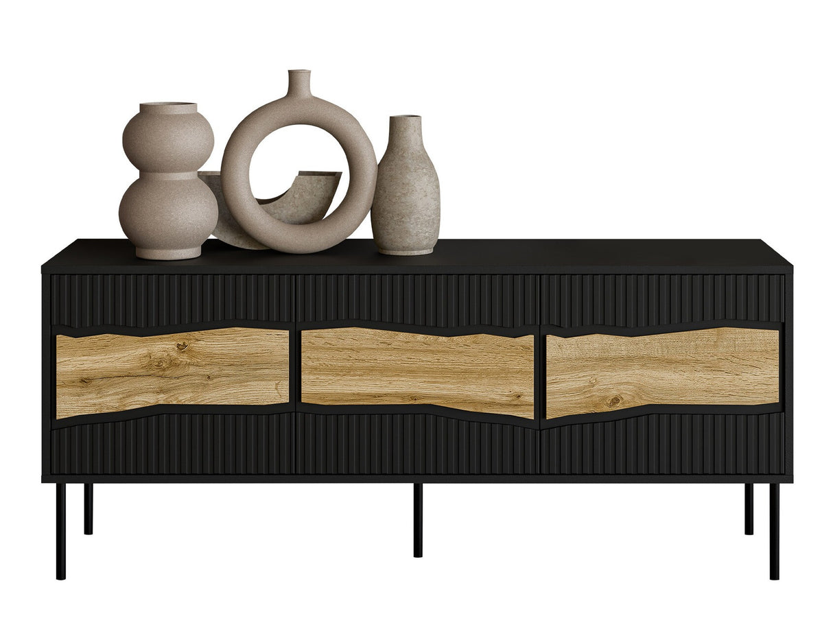 TV-állvány Szafka RTV INSERTO 150 3D (Fekete + Wotan tölgy)