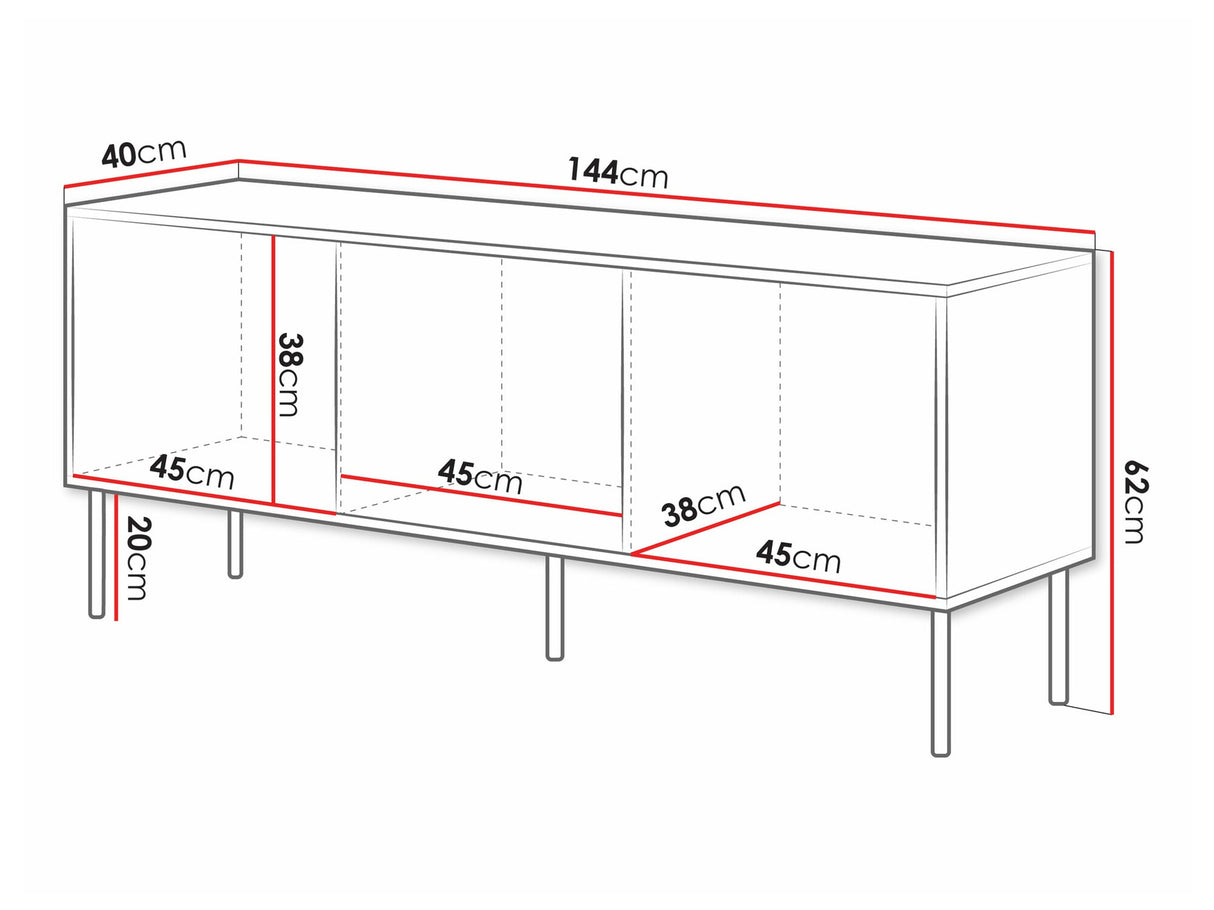 TV-állvány Szafka RTV INSERTO 150 3D (Fekete + Wotan tölgy)