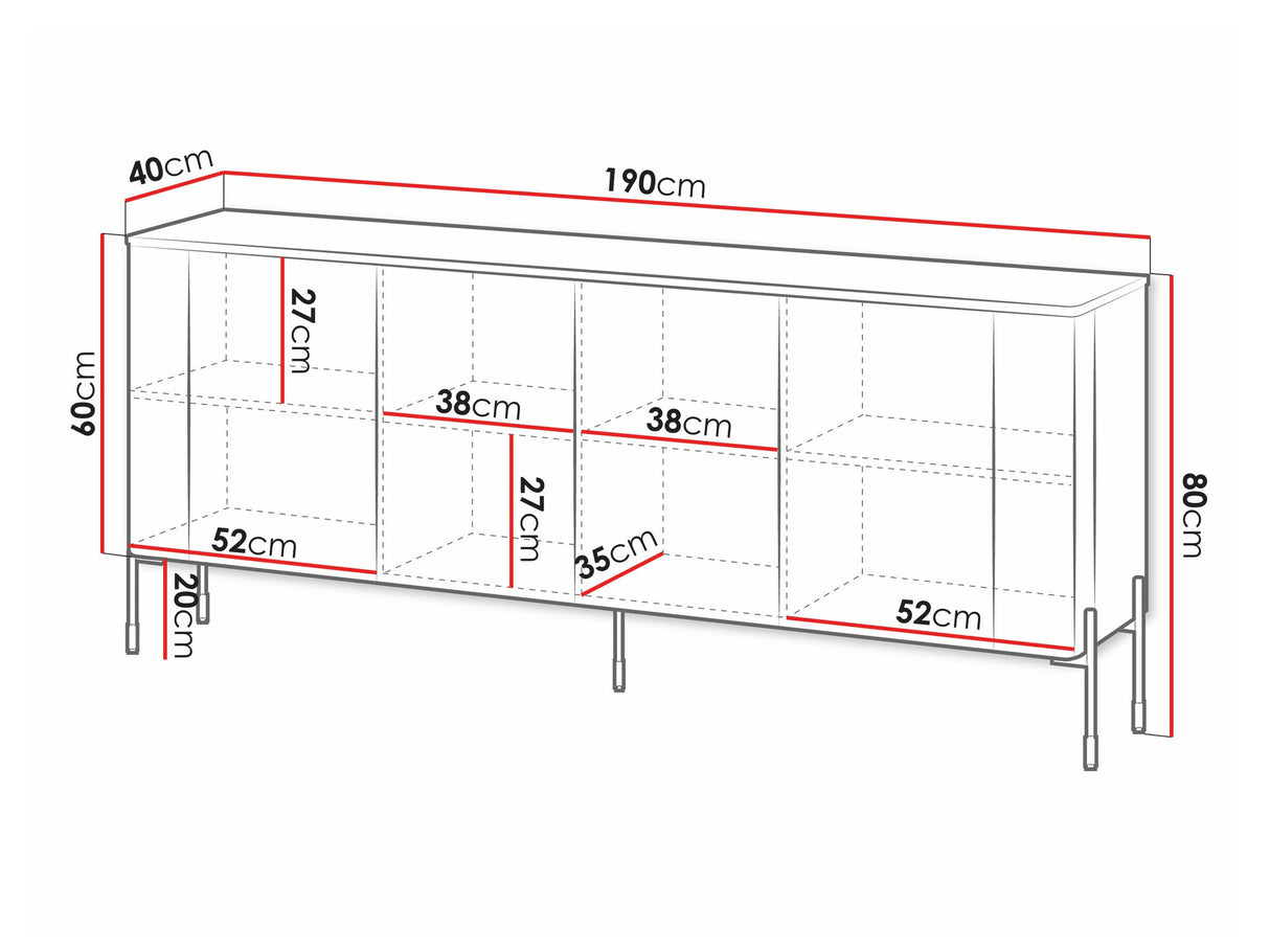 Szekrény Komoda VERA 190, Szín: Fekete