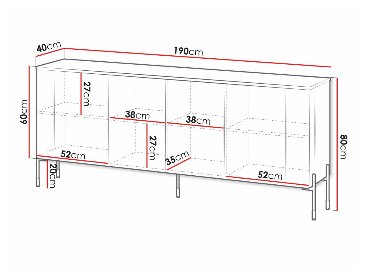 Szekrény Komoda VERA 190, Szín: Fehér