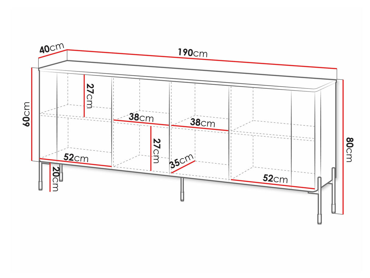 Szekrény Komoda VERA 190, Szín: Kasmír