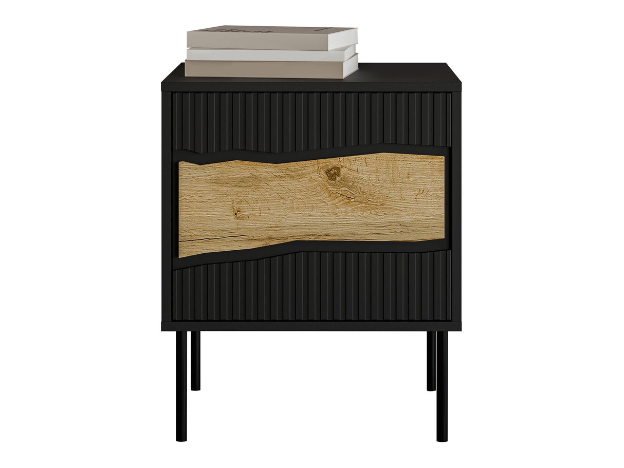 Éjjeliszekrény szett Szafka nemcna INSERTO 1D 2szt. (Fekete + Wotan tölgy)