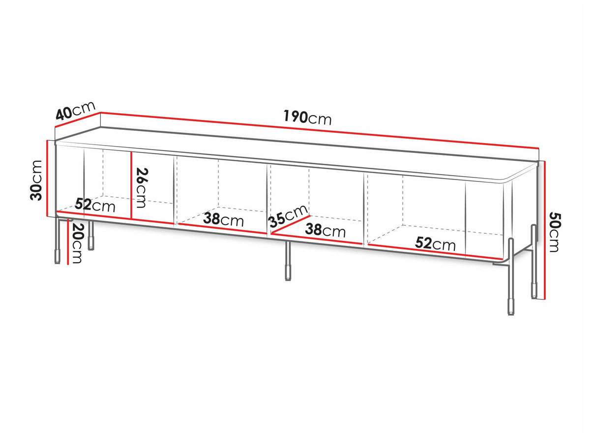 TV-állvány Szafka RTV VERA 190, Szín: Fekete