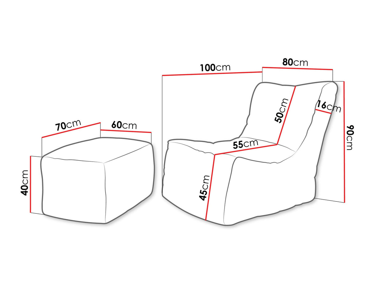 Babzsák Fotel REST + podnóżek EASY, Szín: Poso 43