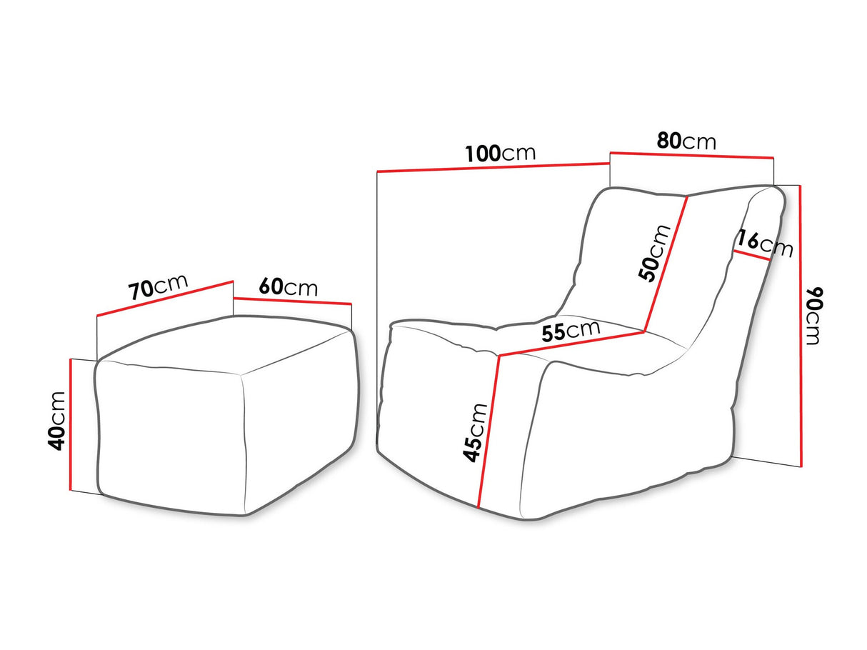 Babzsák Fotel REST + podnóżek EASY, Szín: Poso 27