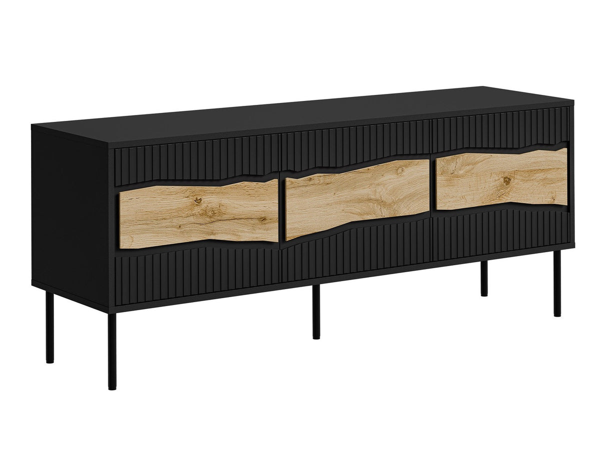 TV-állvány Szafka RTV INSERTO 150 3D (Fekete + Wotan tölgy)