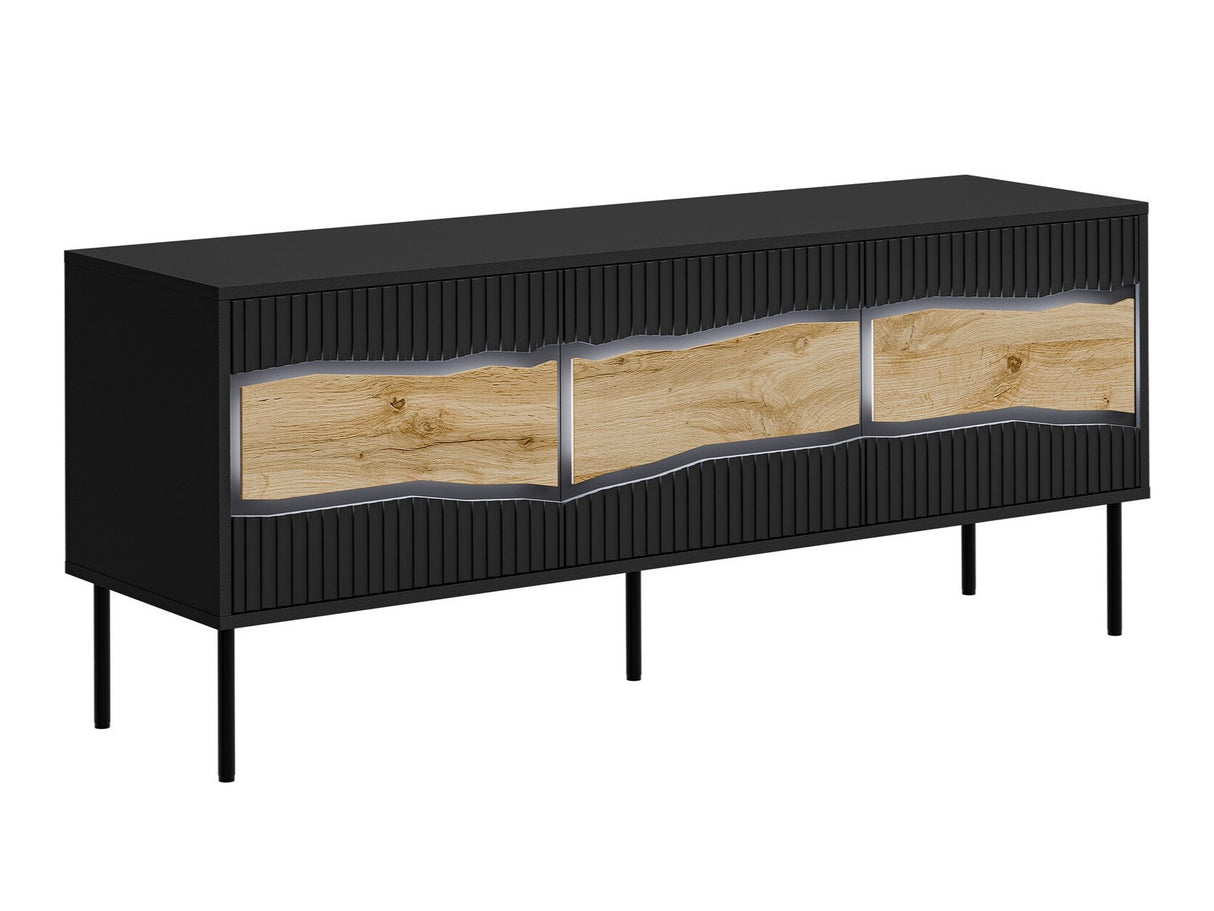 TV-állvány Szafka RTV INSERTO 150 3D (Fekete + Wotan tölgy)