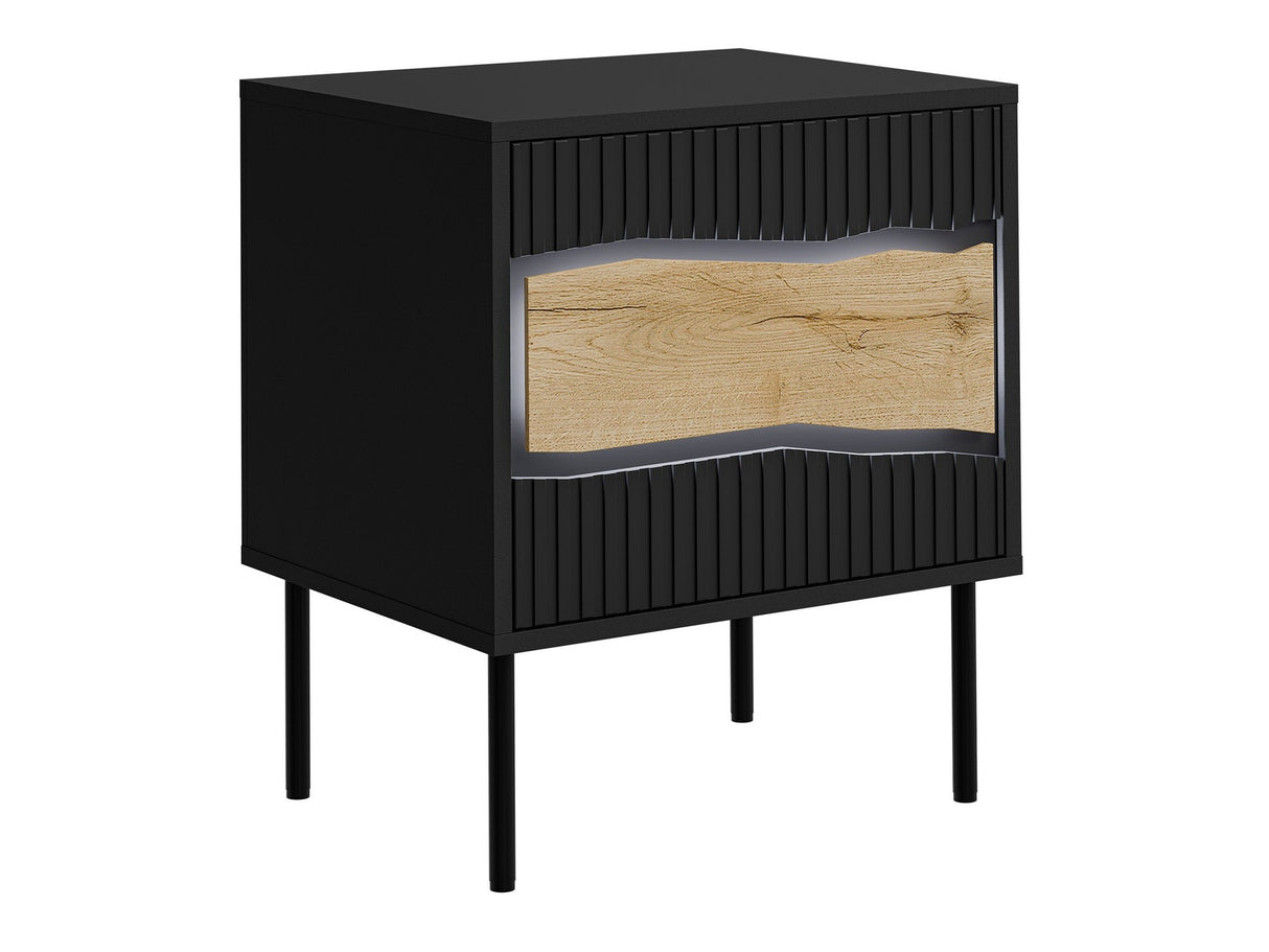 Éjjeliszekrény szett Szafka nemcna INSERTO 1D 2szt. (Fekete + Wotan tölgy)