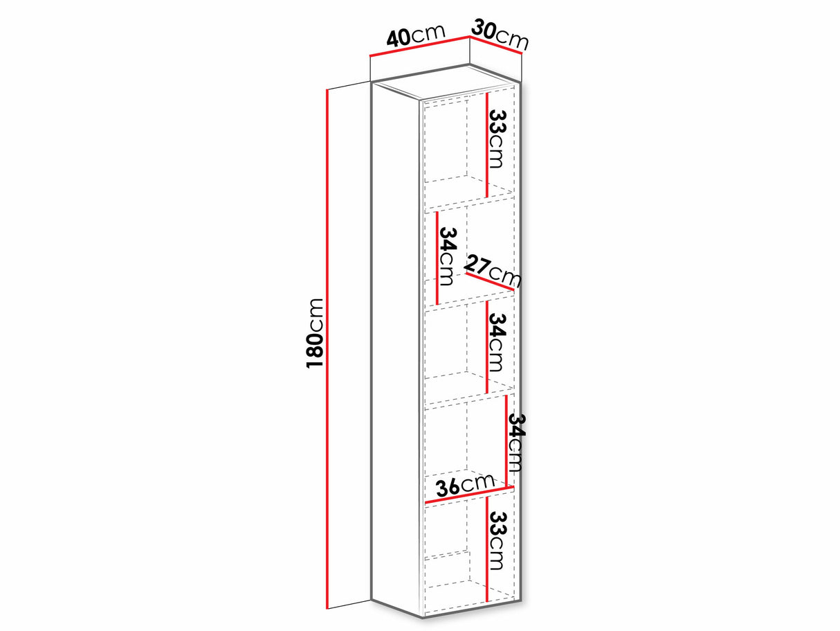 Polc Vigo 180 II (Zigo 180), Szín: Fekete + Wotan tölgy