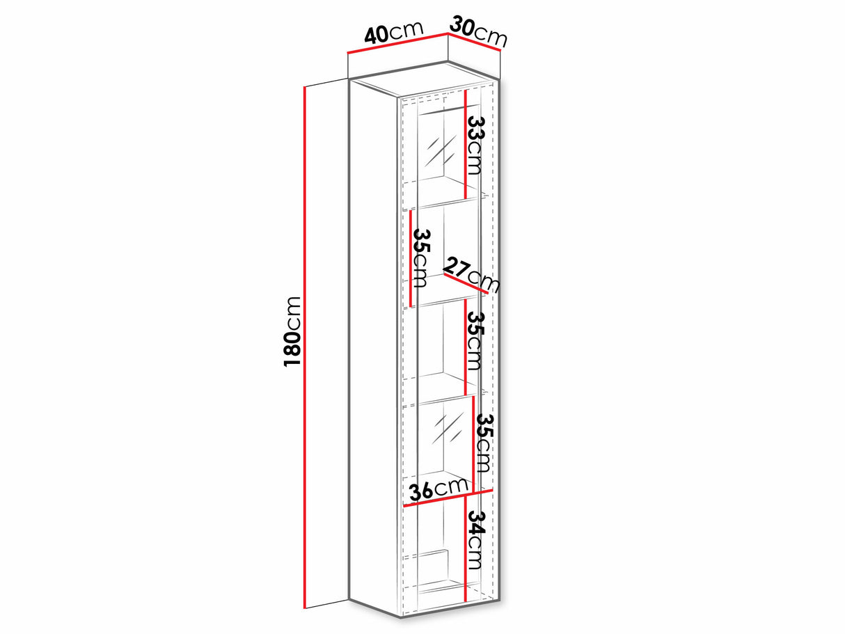 Polc Vigo 180 II (Zigo 180), Led világítás: Ez kék, Szín: Szürke + Fényes szürke