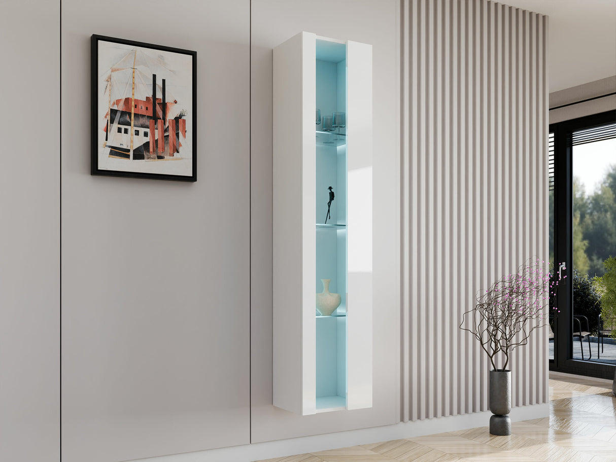 Polc Vigo 180 New II (180 Zigo New), Szín: Fehér + Fényes fehér, Led világítás: Nem