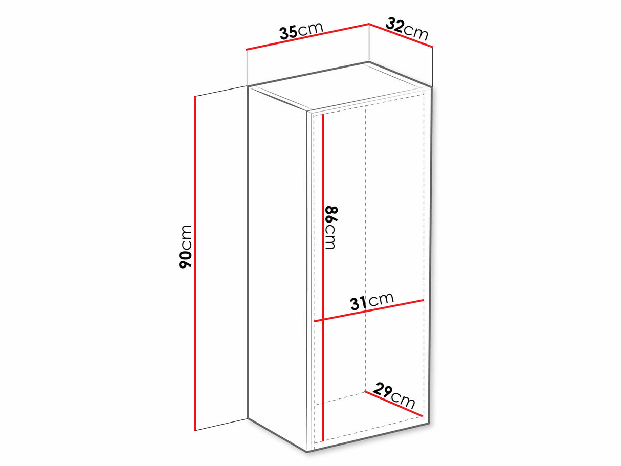 Fali szekrény Vigo 90 (Zigo 90), Szín: Szürke + Fényes szürke