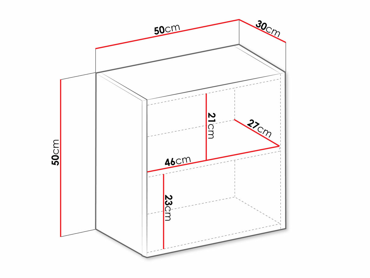 Fali szekrény Vigo 50/50/30 II (kwadrat Zigo), Szín: Fekete + Wotan tölgy