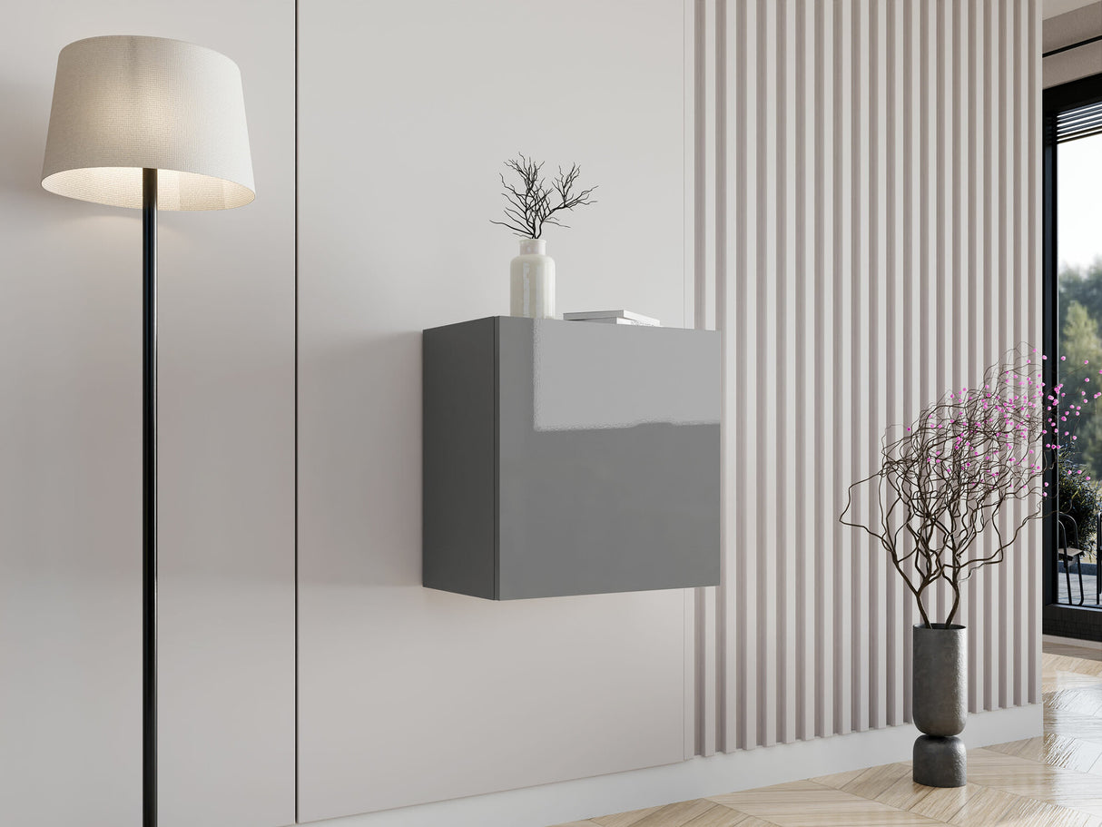 Fali szekrény Vigo 50/50/30 II (kwadrat Zigo), Szín: Szürke + Fényes szürke