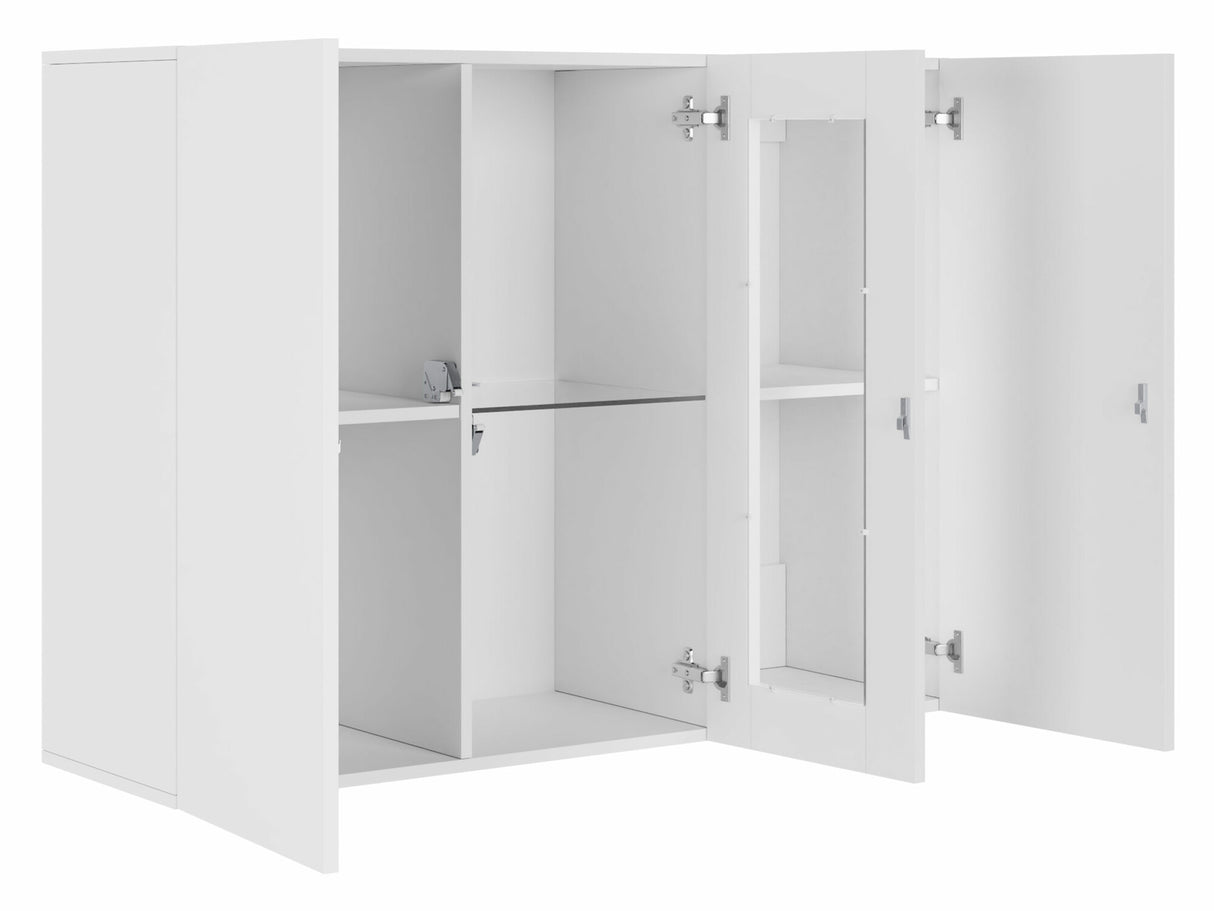 Fali szekrény Vigo 120 (Zigo), Led világítás: Igen fehér, Szín: Fekete + Fényes fekete