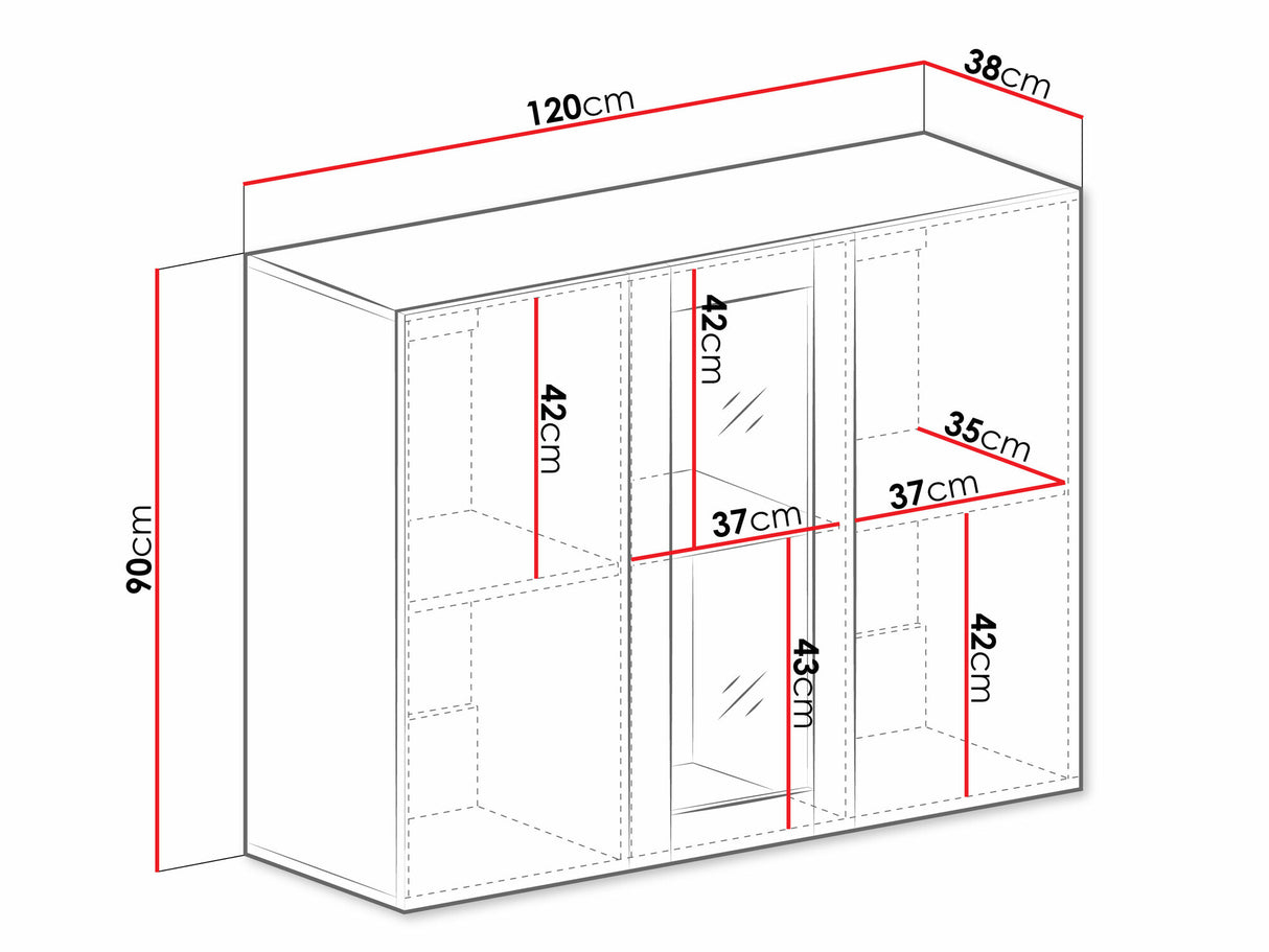 Fali szekrény Vigo 120 (Zigo), Led világítás: Igen RGB, Szín: Fekete + Fényes fekete