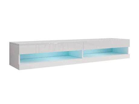 TV-állvány Vigo New 180 (Zigo New 180) II, Szín: Fehér + Fényes fehér, Led világítás: Igen fehér