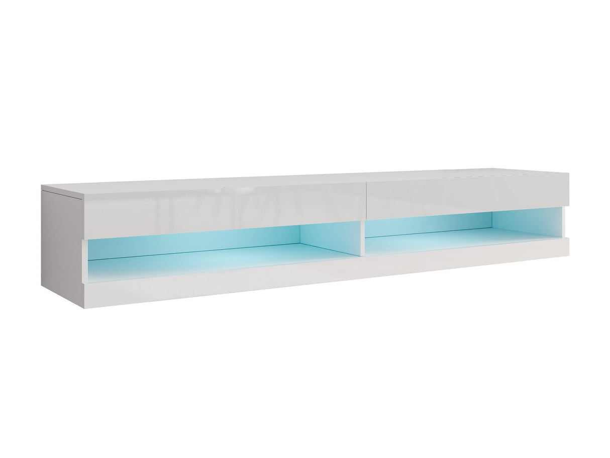 TV-állvány Vigo New 180 (Zigo New 180) II, Szín: Fehér + Fényes fehér, Led világítás: Igen Kék