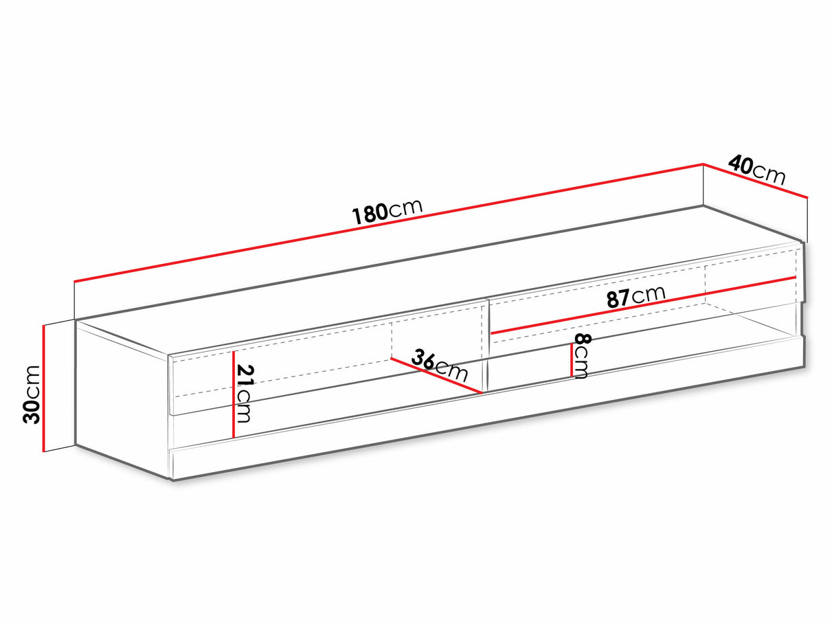 TV-állvány Vigo New 180 (Zigo New 180) II, Led világítás: Igen (Fehér), Szín: Szürke + Fényes szürke