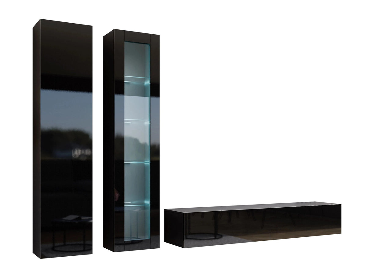 Nappali szett Vigo III, Led világítás: Igen RGB, Szín (Vigo): Fekete + Fényes fekete